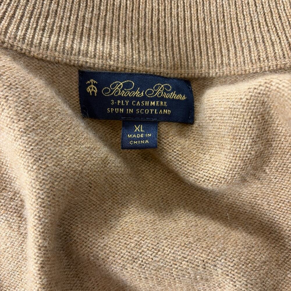 Brooks Brothers 3/4 Zip 3ply 100% Cashmere Scotland Sweater Xl - Picture 6 of 9